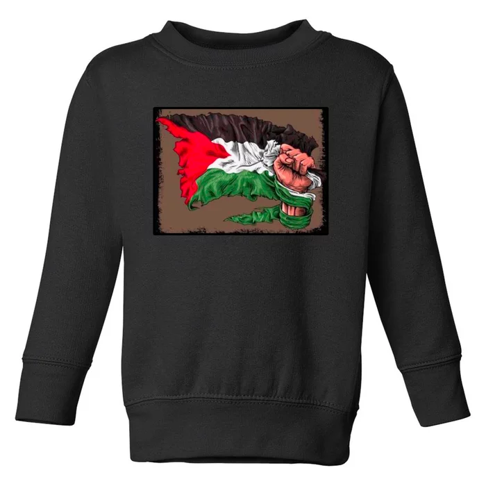 Palestine Raised Fist Free Palestine Toddler Sweatshirt