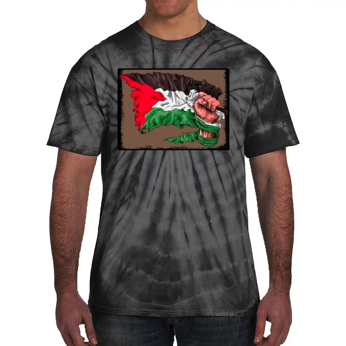 Palestine Raised Fist Free Palestine Tie-Dye T-Shirt