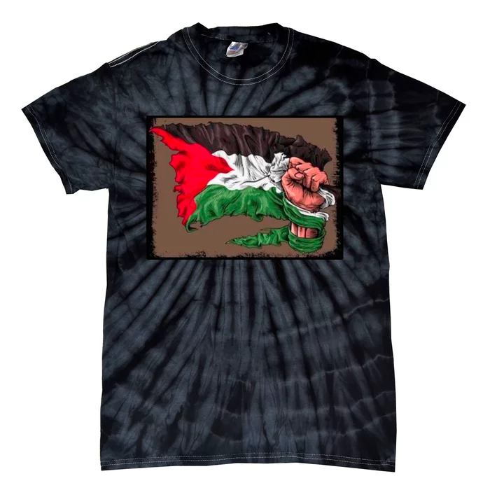 Palestine Raised Fist Free Palestine Tie-Dye T-Shirt