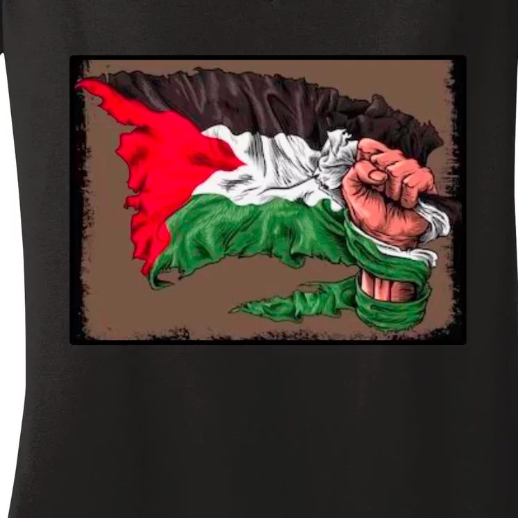 Palestine Raised Fist Free Palestine Women's V-Neck T-Shirt