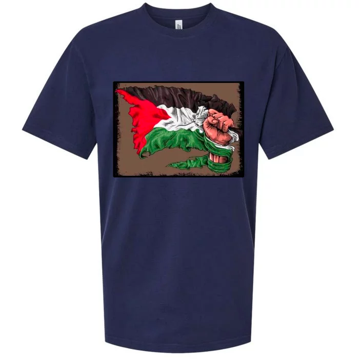 Palestine Raised Fist Free Palestine Sueded Cloud Jersey T-Shirt