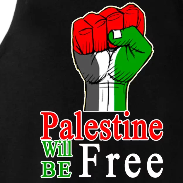 Palestine Will Be Free Raised Fist Ladies Tri-Blend Wicking Tank