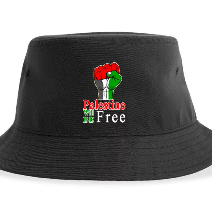 Palestine Will Be Free Raised Fist Sustainable Bucket Hat