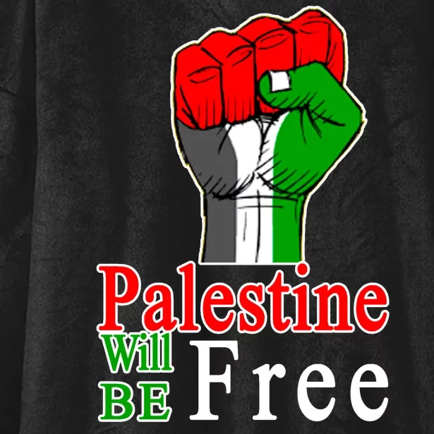 Palestine Will Be Free Raised Fist Hooded Wearable Blanket