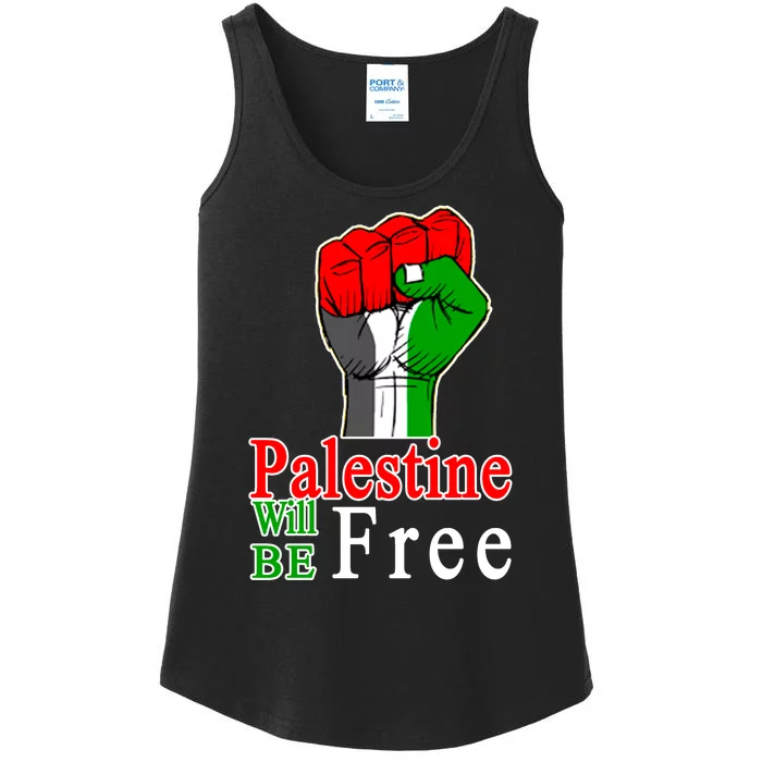 Palestine Will Be Free Raised Fist Ladies Essential Tank