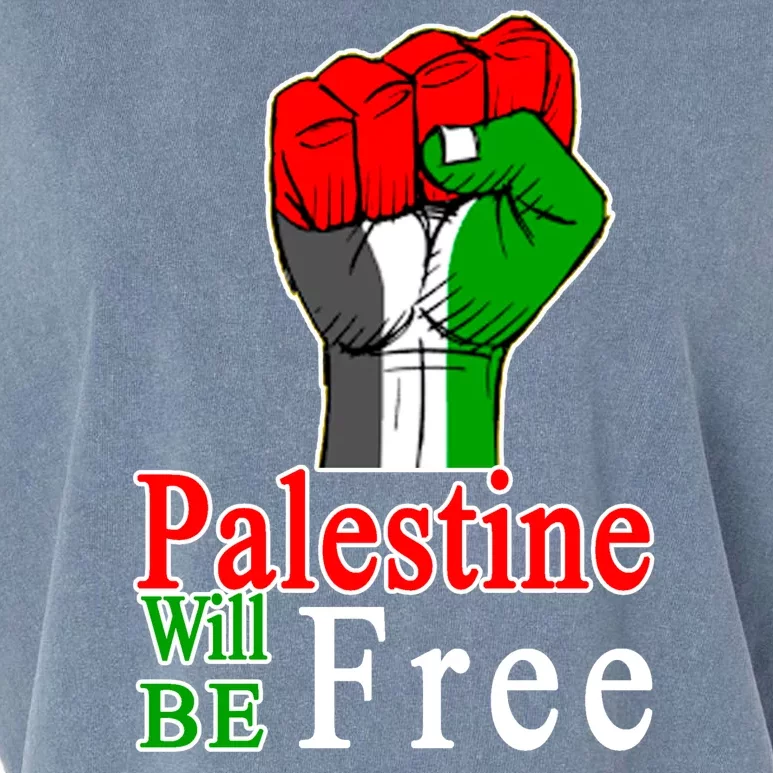 Palestine Will Be Free Raised Fist Garment-Dyed Women's Muscle Tee