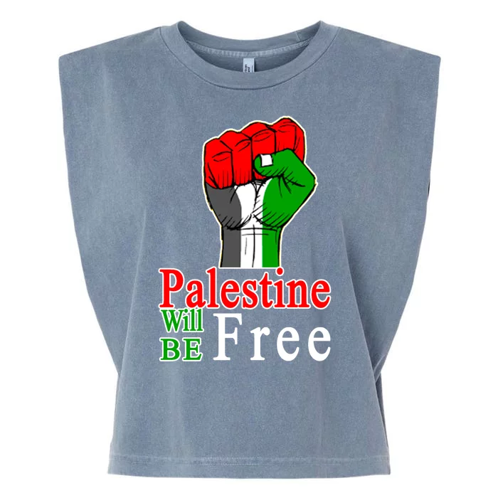 Palestine Will Be Free Raised Fist Garment-Dyed Women's Muscle Tee