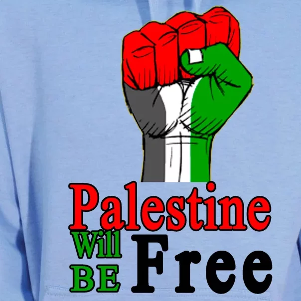 Palestine Will Be Free Raised Fist Unisex Surf Hoodie