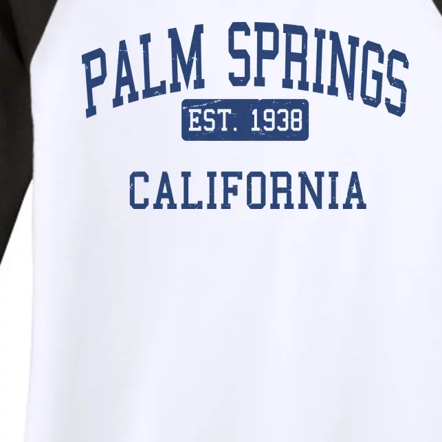 Palm Springs California EST 1938 Women's Tri-Blend 3/4-Sleeve Raglan Shirt