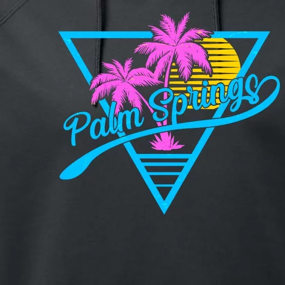 Palm Springs Retro 80's Neon Performance Fleece Hoodie