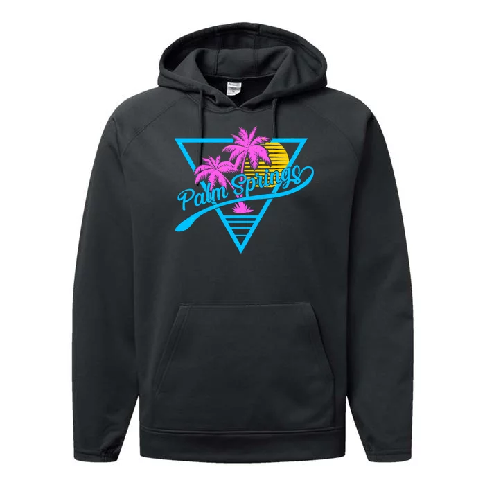 Palm Springs Retro 80's Neon Performance Fleece Hoodie