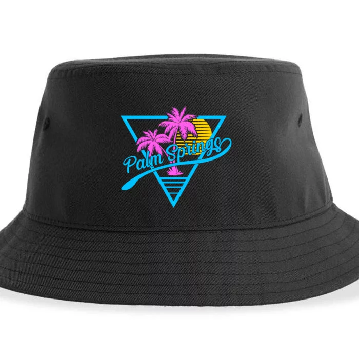 Palm Springs Retro 80's Neon Sustainable Bucket Hat