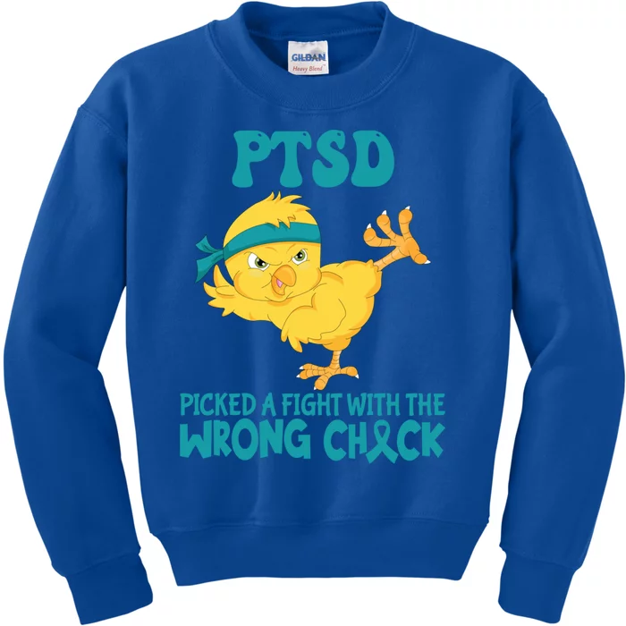 Ptsd Awareness Month Ptsd Picked A Fight The Wrong Chick Gift Kids Sweatshirt