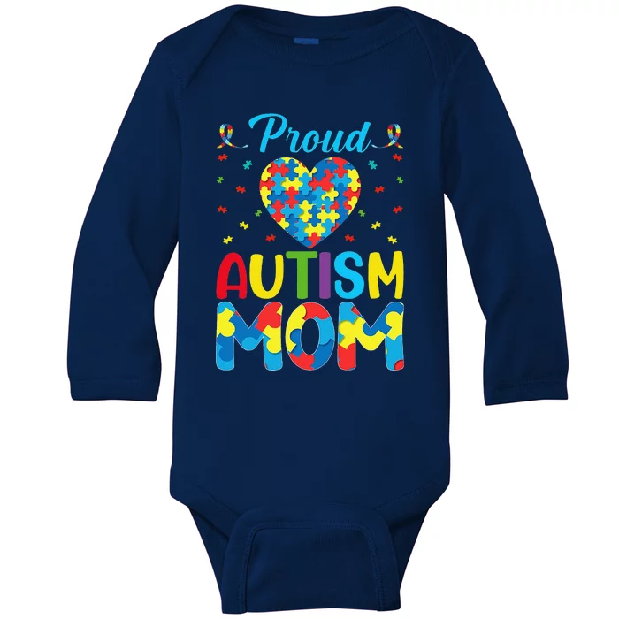 Proud Autism Mom Autism Awareness Autism Warriors ASD Mama Baby Long Sleeve Bodysuit