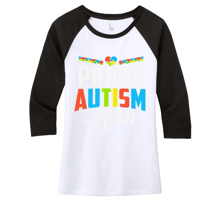 Proud Autism Mom Awareness Support Women's Tri-Blend 3/4-Sleeve Raglan Shirt