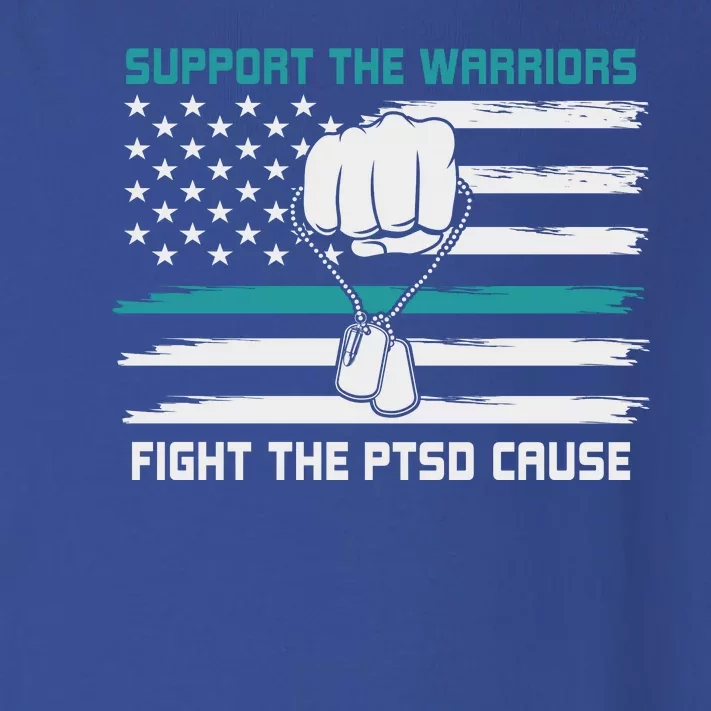 PTSD Awareness Military Teal Ribbon Usa Flag Toddler Long Sleeve Shirt