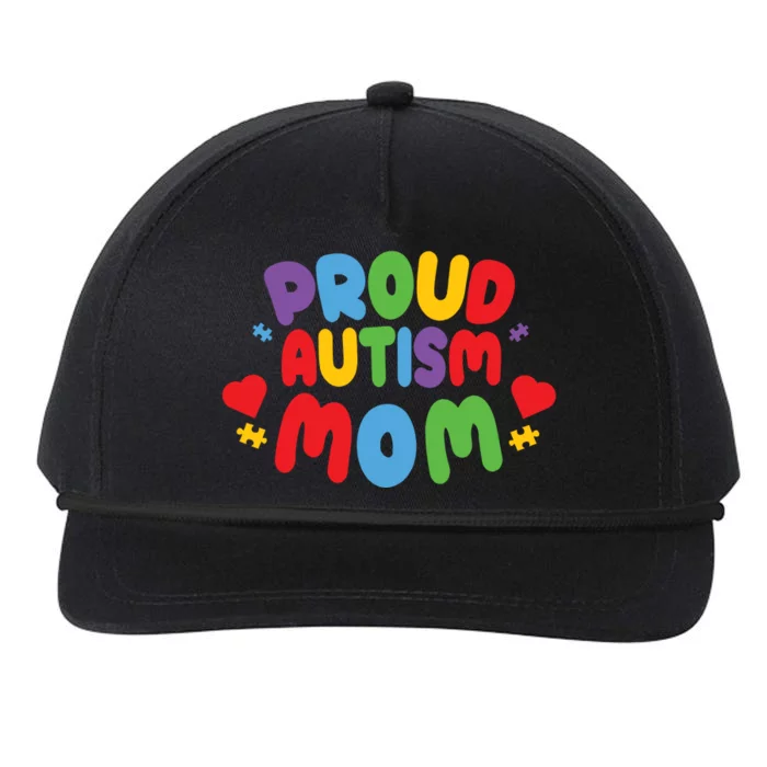 Proud Autism Mom Colorful Awareness Snapback Five-Panel Rope Hat