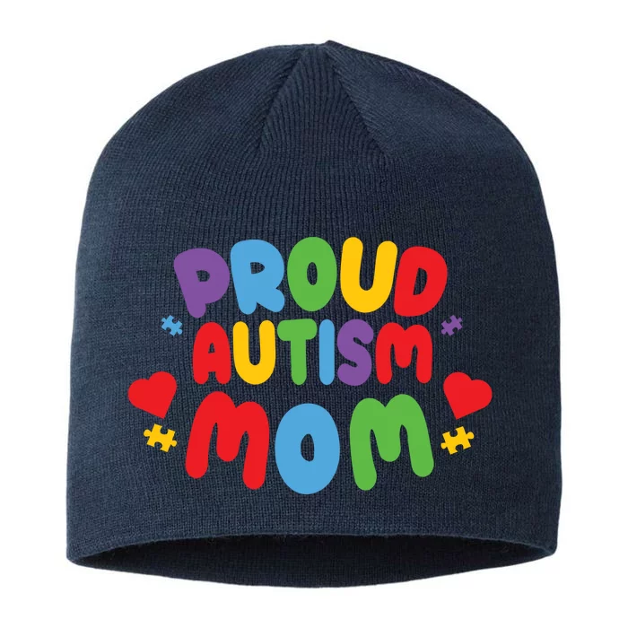 Proud Autism Mom Colorful Awareness 8 1/2in Sustainable Knit Beanie