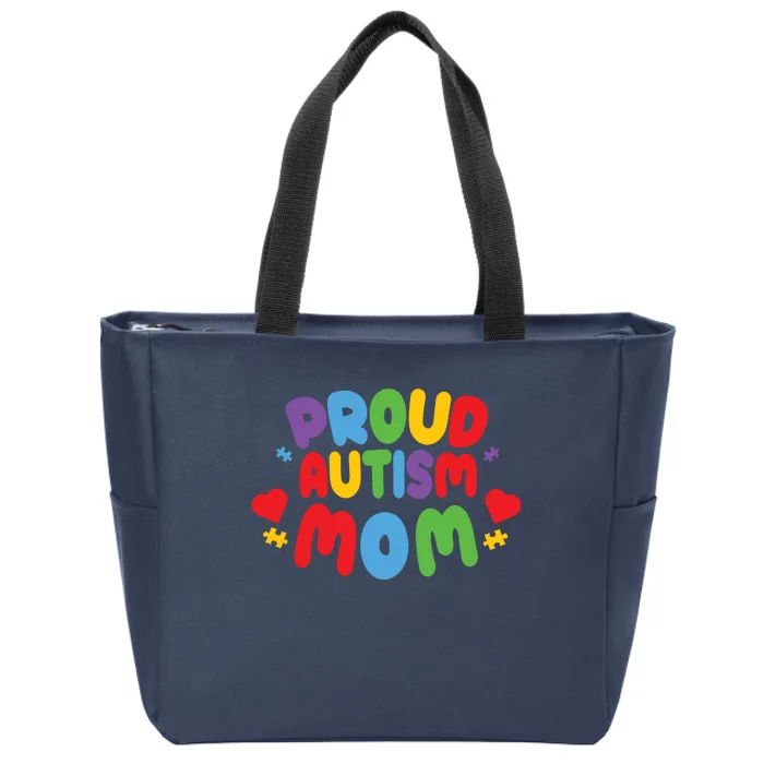 Proud Autism Mom Colorful Awareness Zip Tote Bag