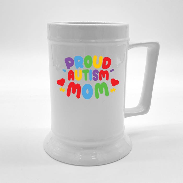 Proud Autism Mom Colorful Awareness Front & Back Beer Stein