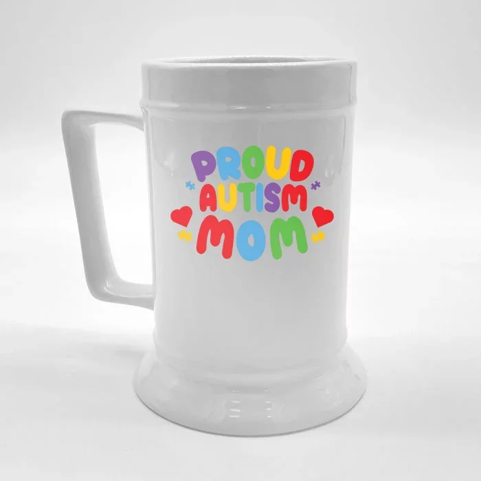 Proud Autism Mom Colorful Awareness Front & Back Beer Stein