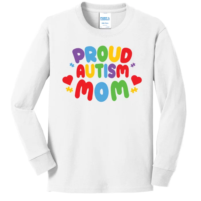 Proud Autism Mom Colorful Awareness Kids Long Sleeve Shirt