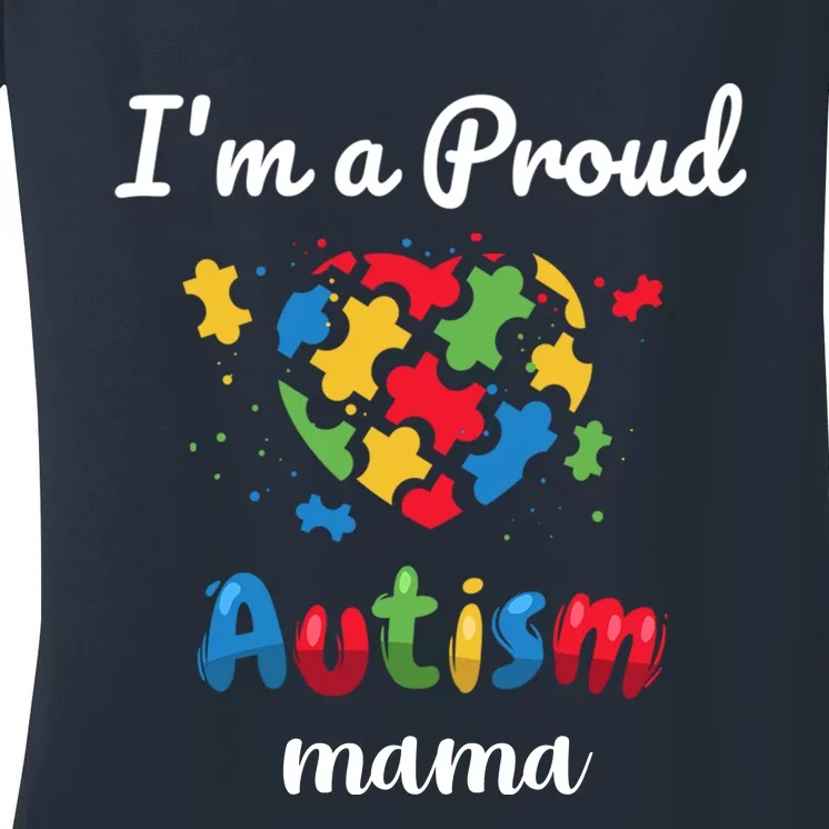 Proud Autism Mom Awareness Love Puzzle Gift Women's V-Neck T-Shirt