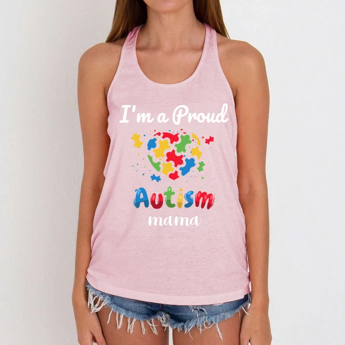 Proud Autism Mom Awareness Love Puzzle Gift Women's Knotted Racerback Tank