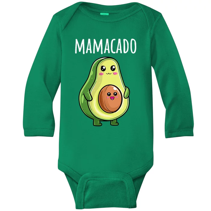 Pregnancy Announcement Mom Funny Mamacado Baby Long Sleeve Bodysuit