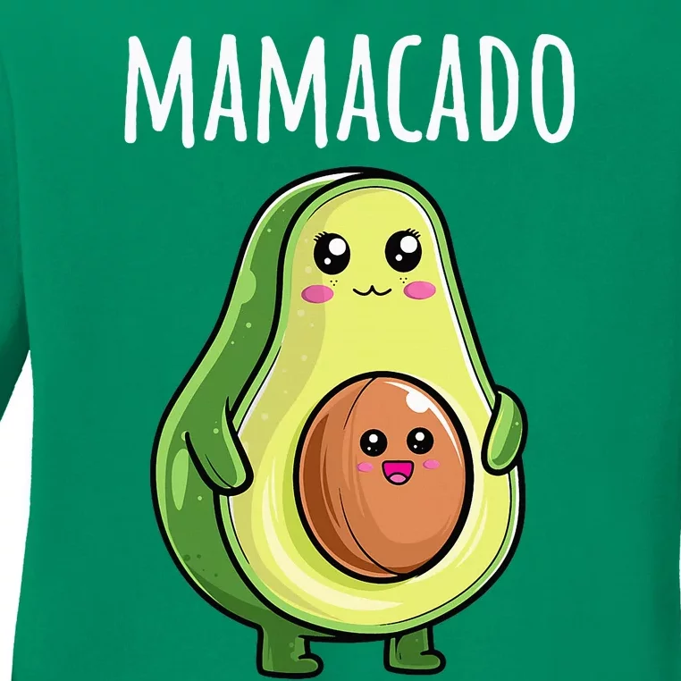 Pregnancy Announcement Mom Funny Mamacado Ladies Long Sleeve Shirt