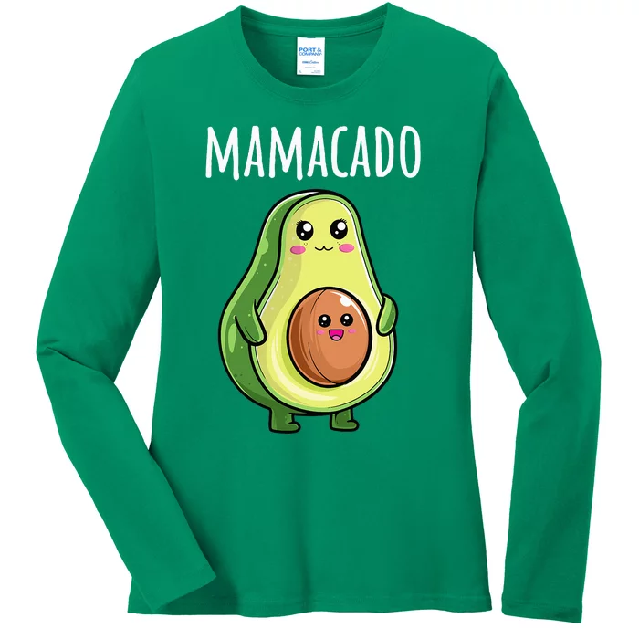 Pregnancy Announcement Mom Funny Mamacado Ladies Long Sleeve Shirt