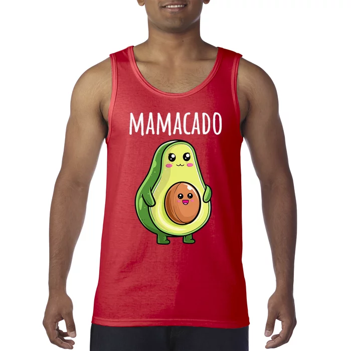 Pregnancy Announcement Mom Funny Mamacado Tank Top