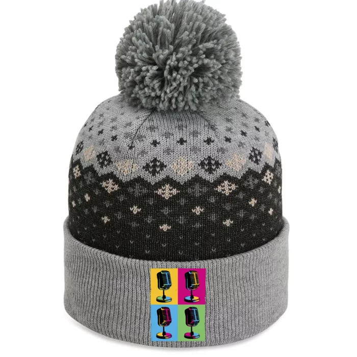 Pop Art Microphone Music The Baniff Cuffed Pom Beanie