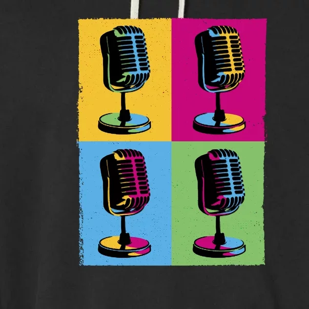 Pop Art Microphone Music Garment-Dyed Fleece Hoodie