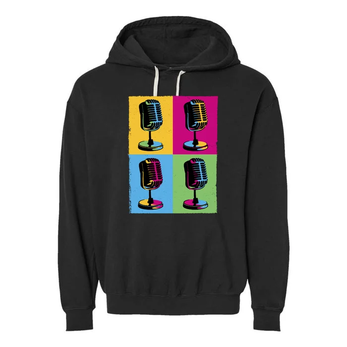 Pop Art Microphone Music Garment-Dyed Fleece Hoodie