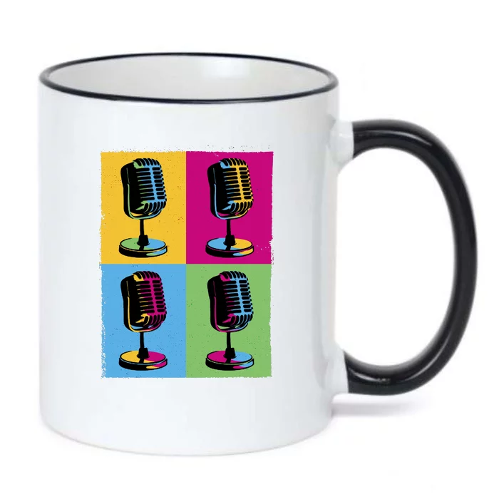 Pop Art Microphone Music Black Color Changing Mug