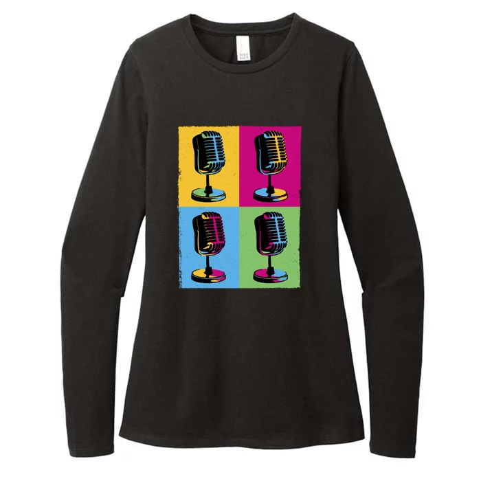 Pop Art Microphone Music Womens CVC Long Sleeve Shirt