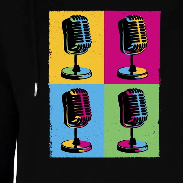 Pop Art Microphone Music Womens Funnel Neck Pullover Hood