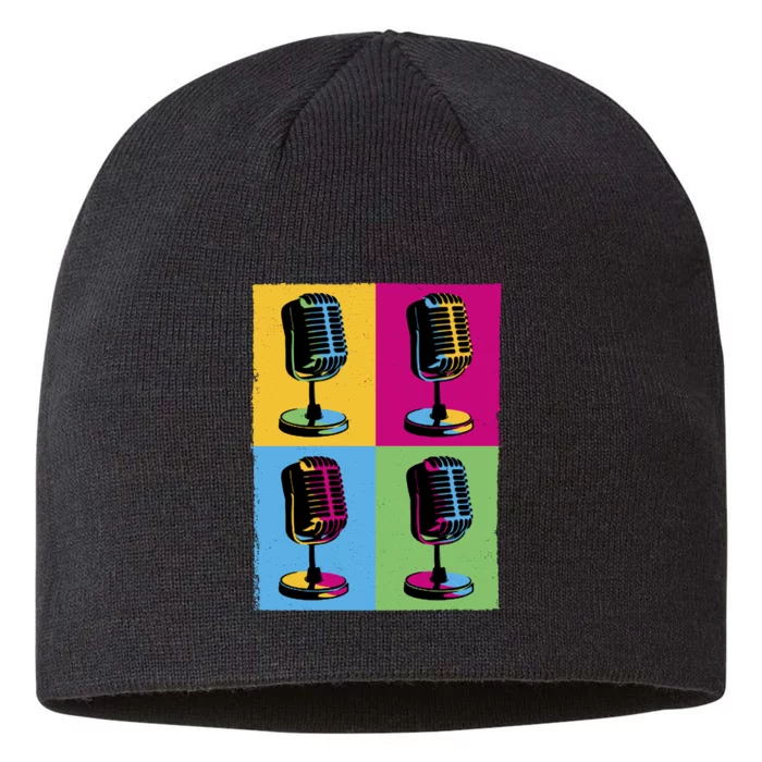 Pop Art Microphone Music 8 1/2in Sustainable Knit Beanie