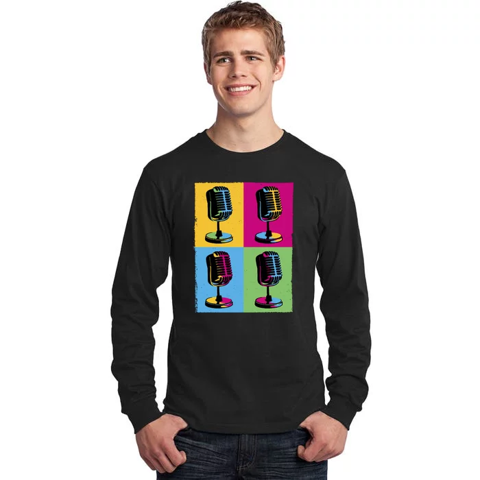 Pop Art Microphone Music Tall Long Sleeve T-Shirt