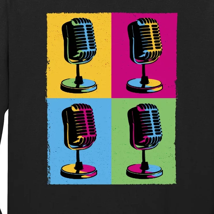 Pop Art Microphone Music Tall Long Sleeve T-Shirt