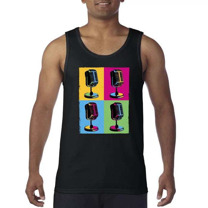 Pop Art Microphone Music Tank Top