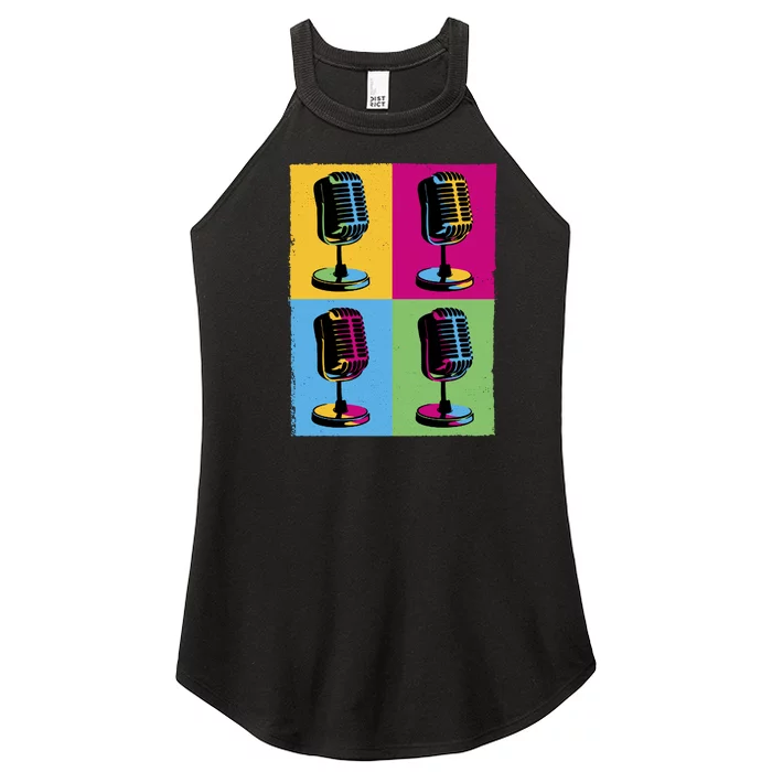 Pop Art Microphone Music Women’s Perfect Tri Rocker Tank