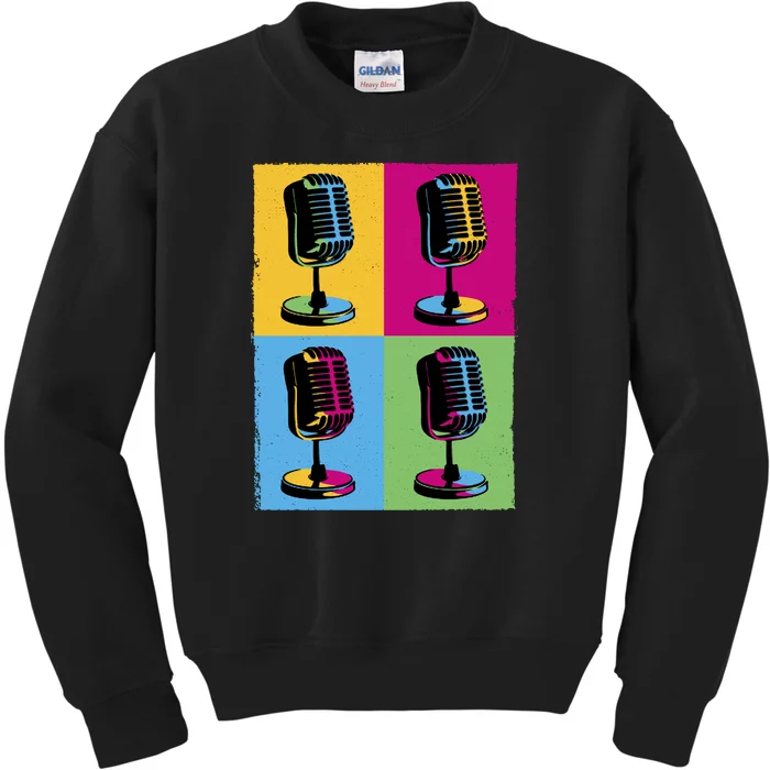 Pop Art Microphone Music Kids Sweatshirt