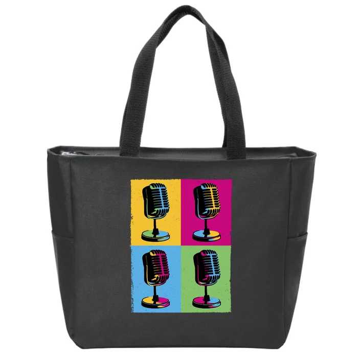 Pop Art Microphone Music Zip Tote Bag