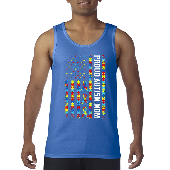 Proud Autism Mom American Flag Autism Awareness Mom Funny Gift Tank Top