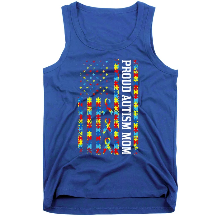 Proud Autism Mom American Flag Autism Awareness Mom Funny Gift Tank Top