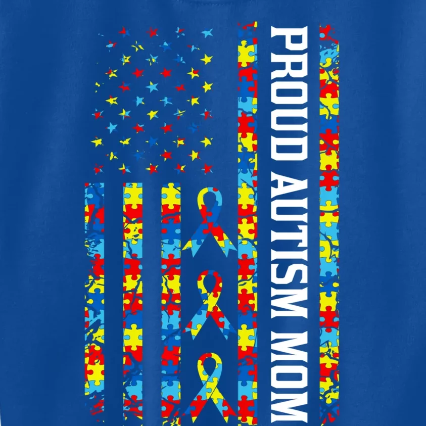 Proud Autism Mom American Flag Autism Awareness Mom Funny Gift Kids Sweatshirt