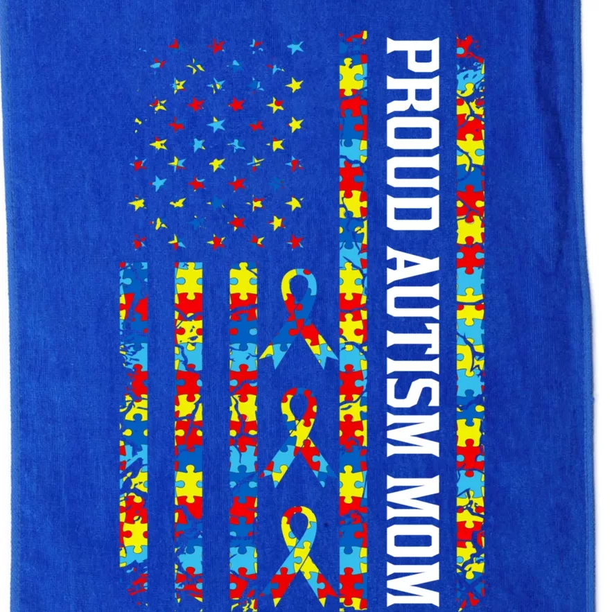 Proud Autism Mom American Flag Autism Awareness Mom Funny Gift Platinum Collection Golf Towel