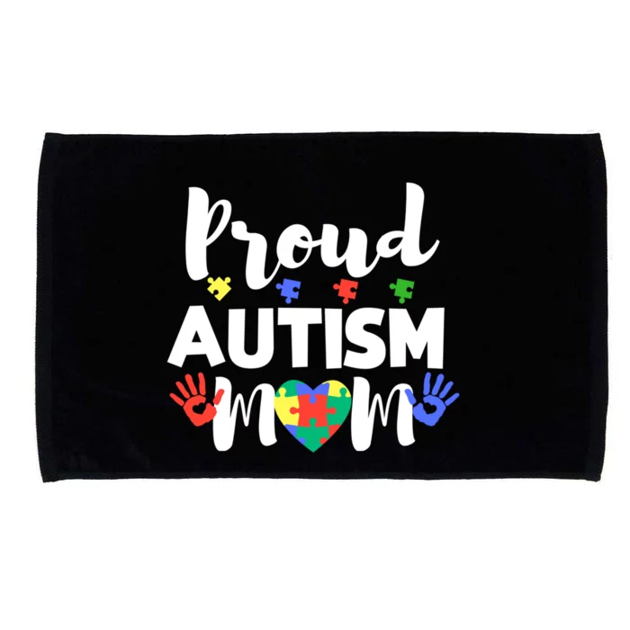 Proud Autism Mom Awareness Love Great Gift Puzzle Gift Microfiber Hand Towel